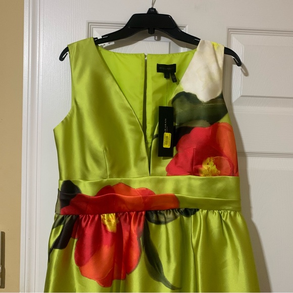 NWT Donna Karan New York Printed V-neck Floral Mikado Gown 14 Formal Wedding - Picture 8 of 16